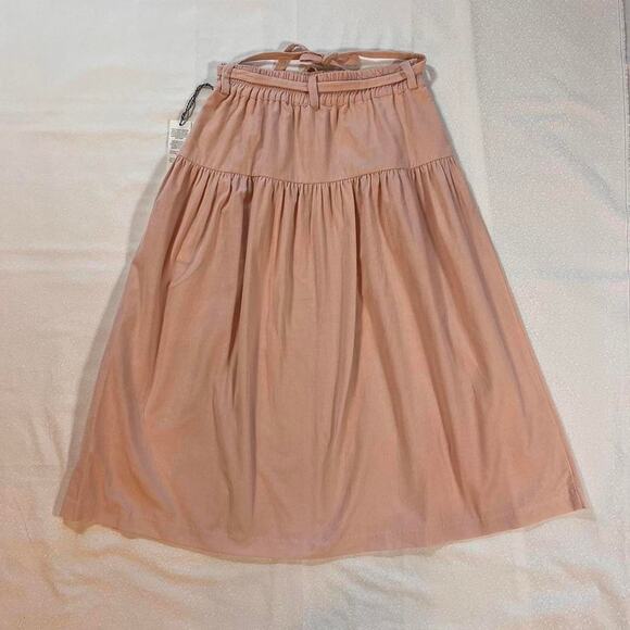 St. Roche Kia Corduroy Midi Skirt Drop Waist Buttons Pink Small Prairie Cottage - Picture 5 of 7